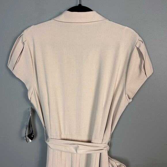 Perceptions Shirt Dress Size 16  pleated drop waist belted khaki office NWT - Picture 4 of 10
